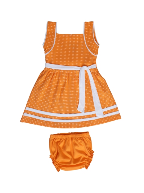 

Chipbeys Girls Orange Printed Knitted Fit and Flare Dress
