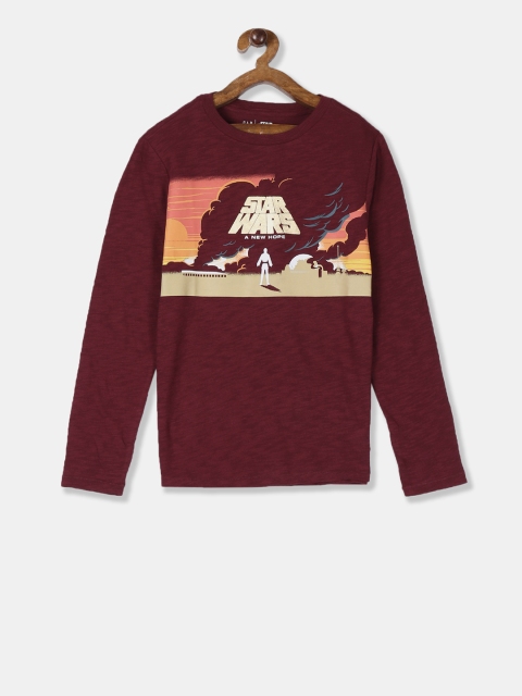 

GAP Boys Maroon Star Wars Printed Round Neck T-shirt