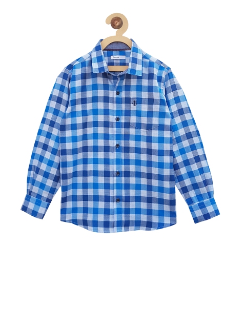 

Campana Boys Blue & White Regular Fit Checked Casual Shirt