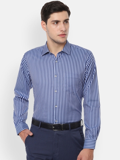 Van Heusen Men Blue Regular Fit Striped Formal Shirt
