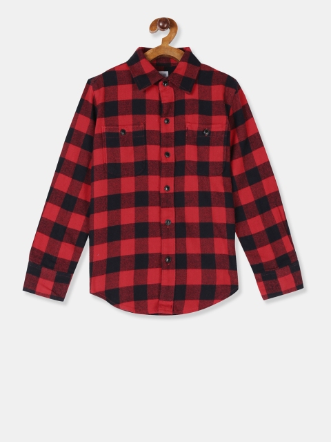 

GAP Boys Red & Black Regular Fit Checked Casual Shirt