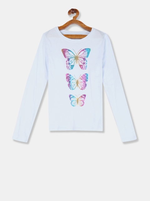 

GAP Girls Blue Printed Round Neck T-shirt