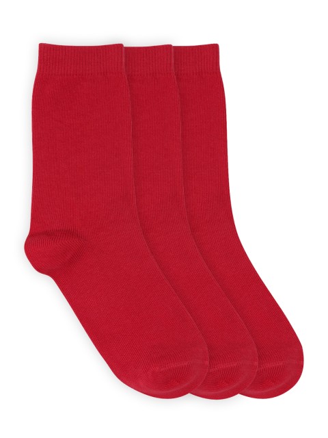 

Mustang Kids Pack of 3 Red Solid Calf-Length School Socks