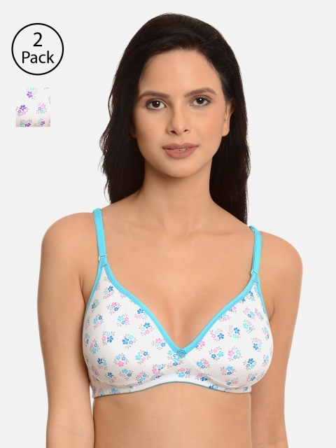 

mod & shy Pack of 2 Assorted Printed Non-Wired Non Padded Everyday Bras MS9294