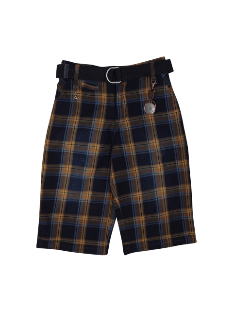 

Noddy Boys Navy Blue & Yellow Checked Regular Fit Regular Shorts