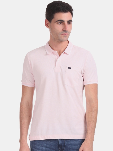 

Arrow Sport Men Pink Solid Polo Collar T-shirt