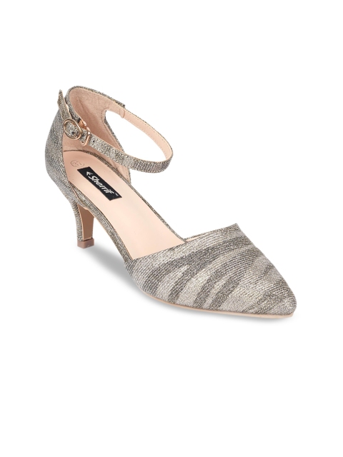 

Sherrif Shoes Women Gunmetal-Toned Printed Pumps, Metallic
