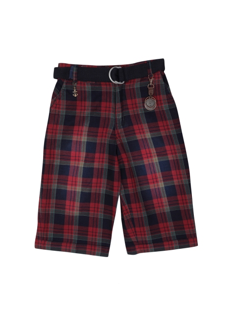 

Noddy Boys Red & Navy Blue Checked Regular Fit Regular Shorts