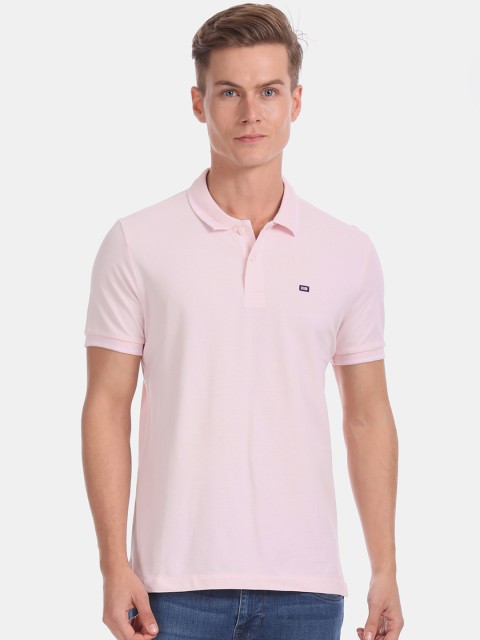 

Arrow Sport Men Pink Solid Polo Collar Pure Cotton T-shirt