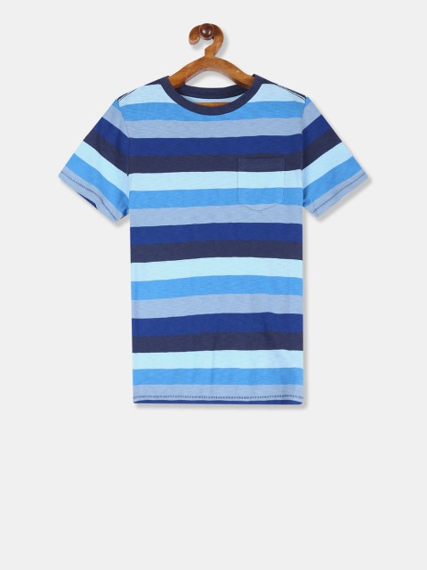 

GAP Boys Blue Striped Round Neck T-shirt