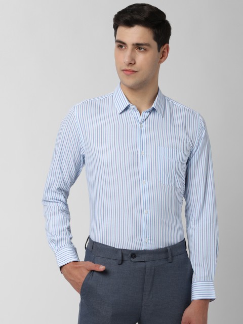 

Peter England Men White & Blue Regular Fit Striped Formal Shirt