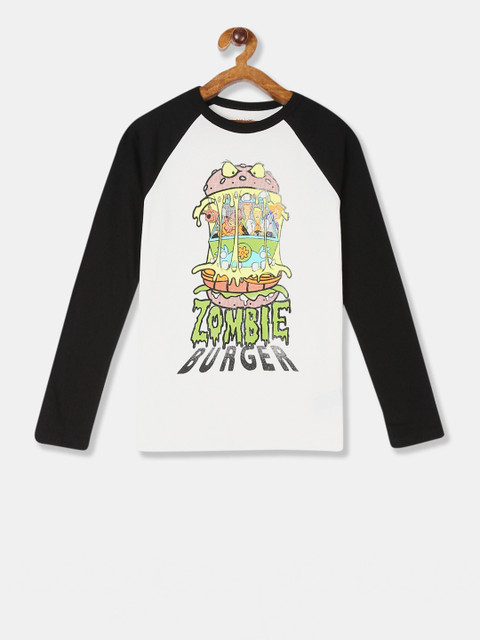

GAP Boys White Printed Round Neck T-shirt