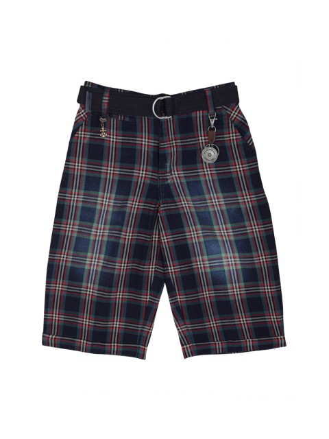 

Noddy Boys Navy Blue & Red Checked Regular Fit Regular Shorts
