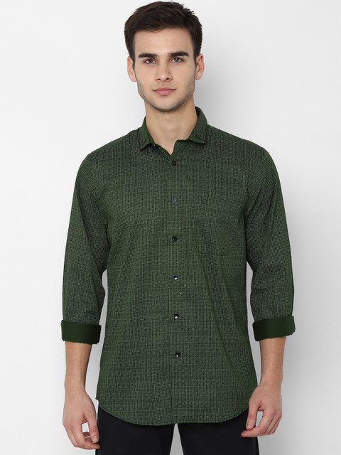 

Allen Solly Men Olive Green & White Slim Fit Checked Casual Shirt