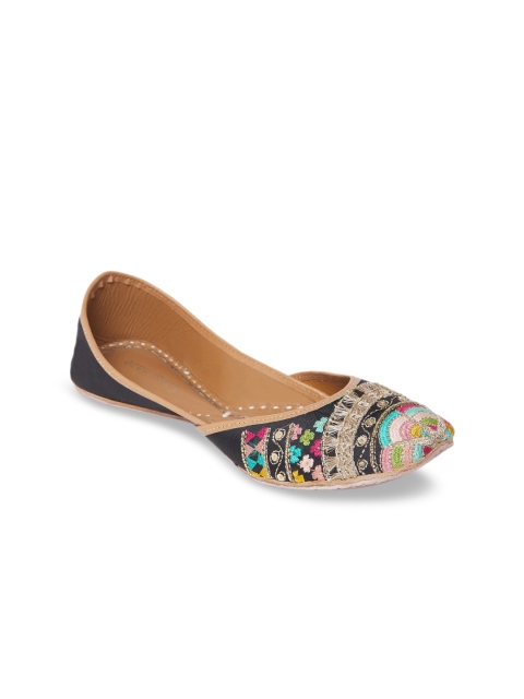 

Coral Haze Women Black Embellished Mojaris