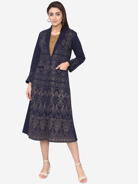 

Laabha Women Navy Blue Printed A-Line Kurta