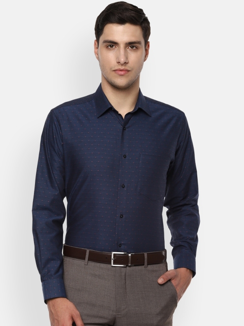 

Van Heusen Men Navy Blue & Red Regular Fit Self Design Formal Shirt