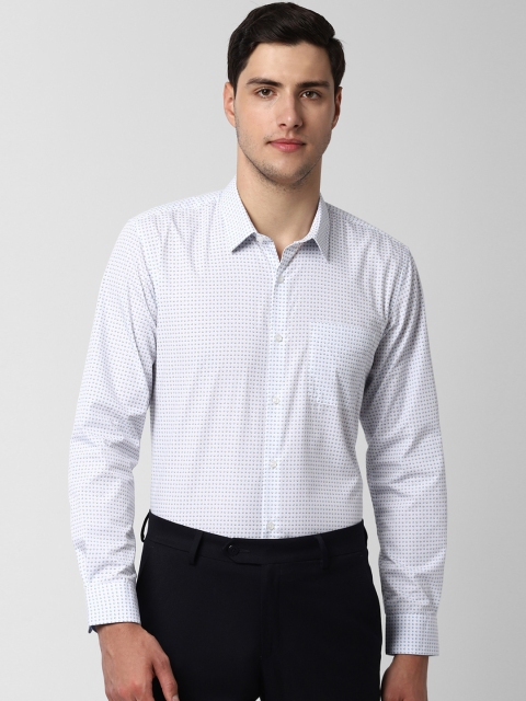 

Peter England Men White & Blue Slim Fit Printed Formal Shirt