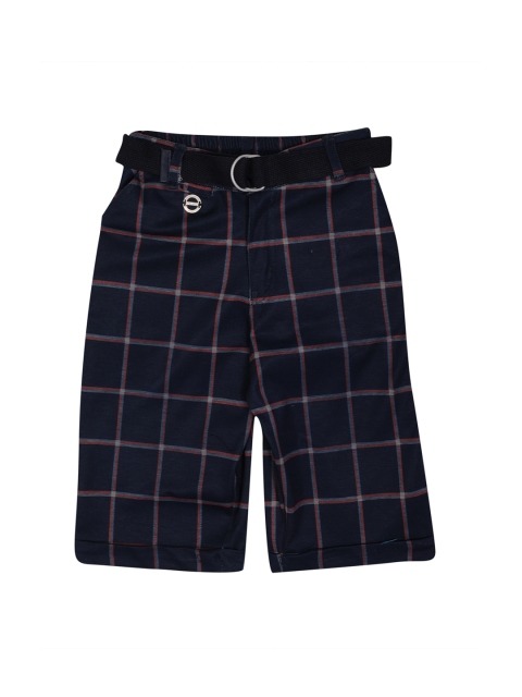 

Noddy Boys Navy Blue & Red Checked Regular Fit Regular Shorts