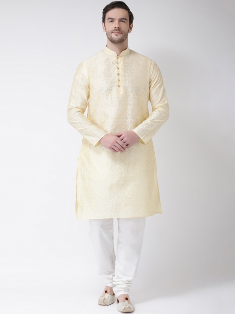 

SG LEMAN Men Yellow Self Design Kurta with Pyjamas