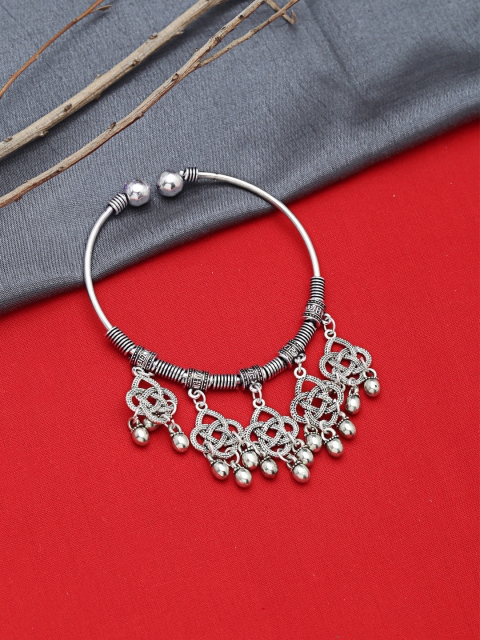 ZeroKaata Oxidised Silver-Plated Charmed Bracelet