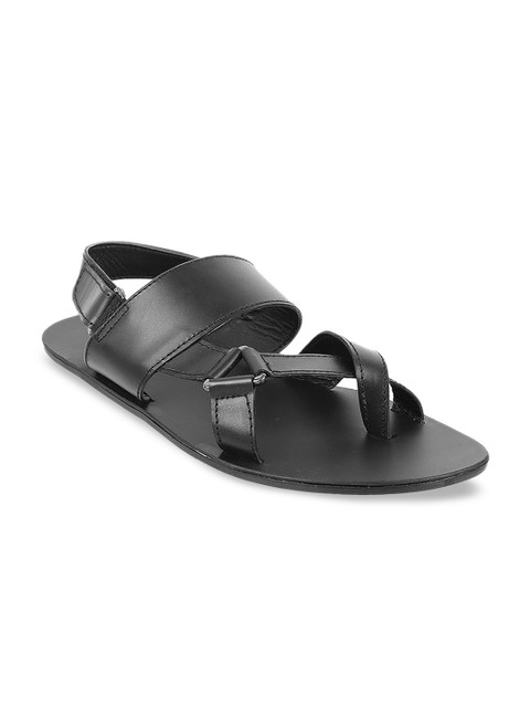 

Metro Men Black Leather Sandals