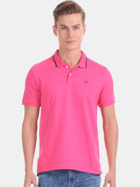 

Arrow Men Pink Solid Polo Collar T-shirt