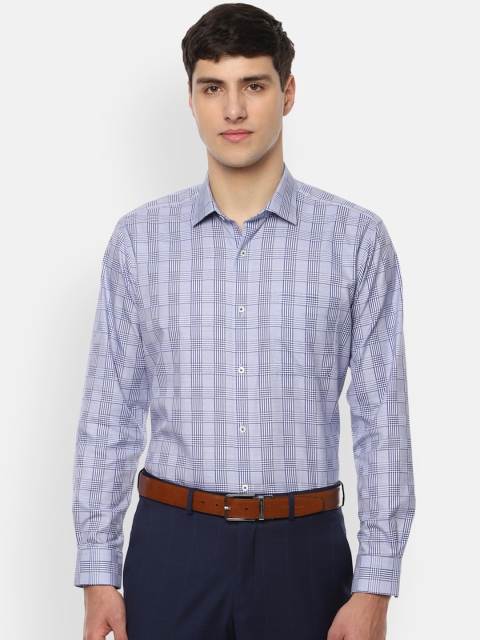 

Van Heusen Men Blue & White Regular Fit Checked Formal Shirt