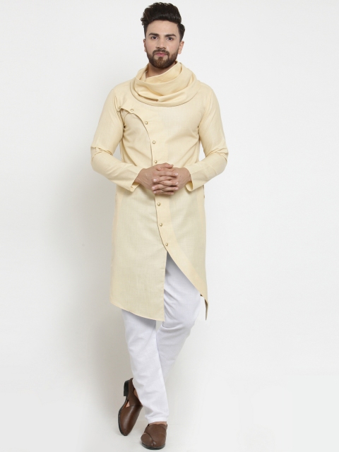 

TREEMODA Men Beige & White Solid Kurta with Pyjamas