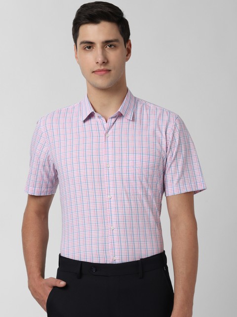 

Peter England Men Pink & White Slim Fit Checked Formal Shirt