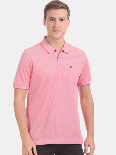 

Arrow Men Pink Solid Polo Collar T-shirt