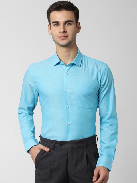 

Peter England Men Blue Regular Fit Self Design Formal Shirt