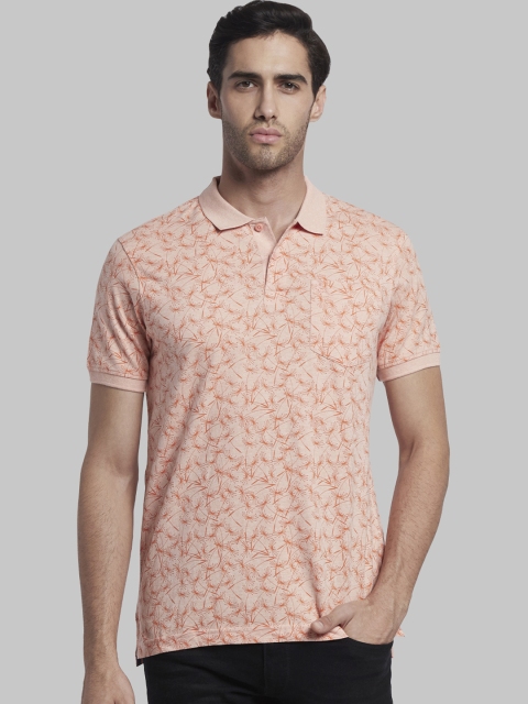 

Parx Men Orange Printed Polo Collar T-shirt