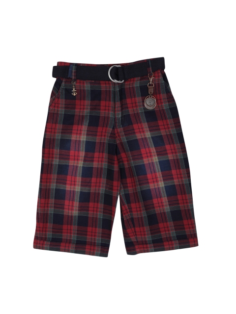 

Noddy Boys Red & Navy Blue Checked Regular Fit Shorts