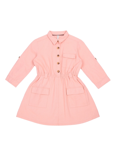 

Pantaloons Junior Girls Pink Solid Shirt Dress