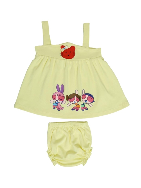 

Chipbeys Girls Yellow PowerPuff Girls Printed Knitted A-Line Dress