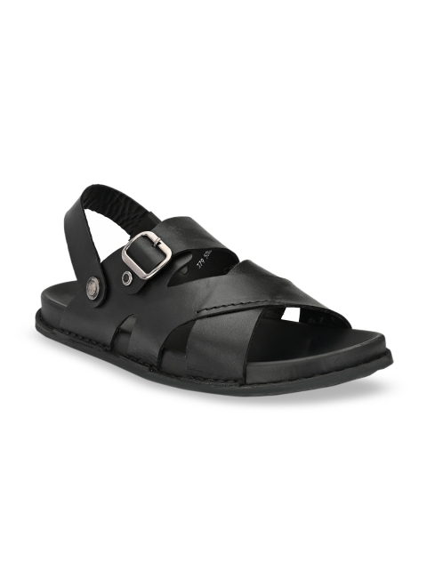 

Hitz Men Black Leather Sandals
