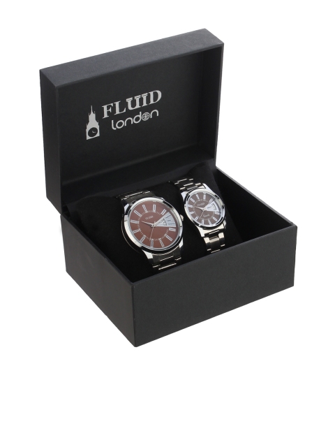 

FLUID Unisex Brown His & Her Analogue Watch Gift Set FL-758PR-BR01