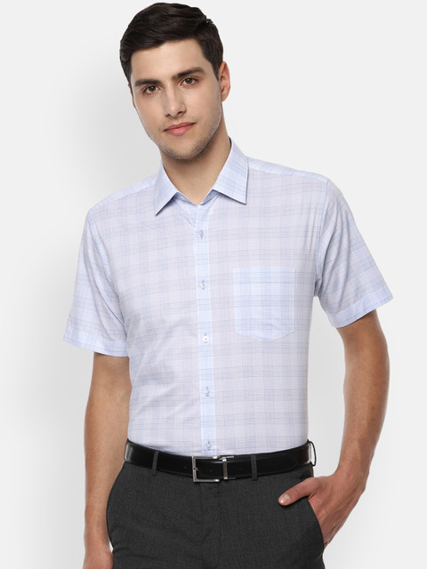 

Van Heusen Men Blue & White Regular Fit Checked Formal Shirt