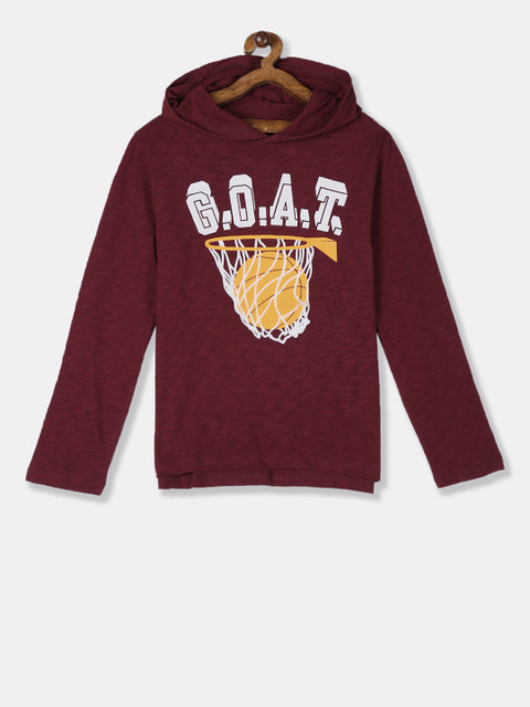

GAP Boys Maroon Printed Hood T-shirt