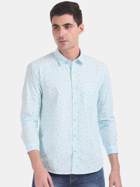 

Ruggers Men Blue Regular Fit Printed Casual Shirt