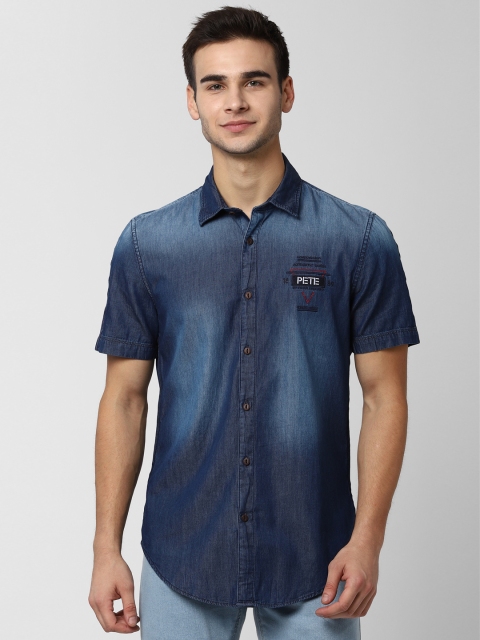 

Peter England Casuals Men Blue Slim Fit Faded Denim Shirt
