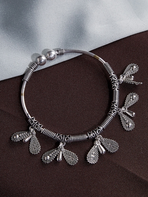 

ZeroKaata Oxidised Silver-Plated Charmed Bracelet