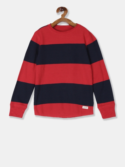 

GAP Boys Maroon Striped Round Neck T-shirt