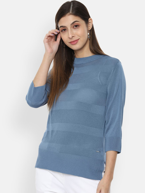 

Van Heusen Woman Blue Self Design Top