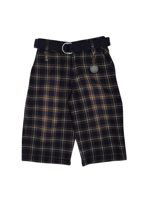 

Noddy Boys Navy Blue & Green Checked Regular Fit Regular Shorts