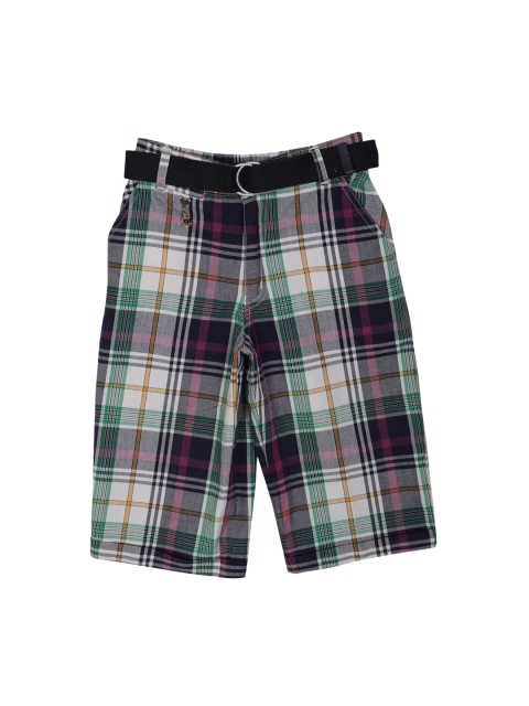 

Noddy Boys Navy Blue & White Checked Regular Fit Regular Shorts