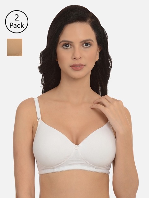 

mod & shy Pack Of 2 Assorted Solid Non-Wired Lightly Padded T-shirt Bra MS8082