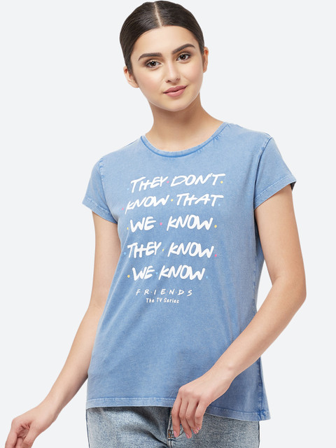 

Free Authority Women Blue Friends Printed T-shirt