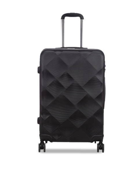 

Teakwood Leathers Black Textured Hard-Sided Medium Trolley Suitcase